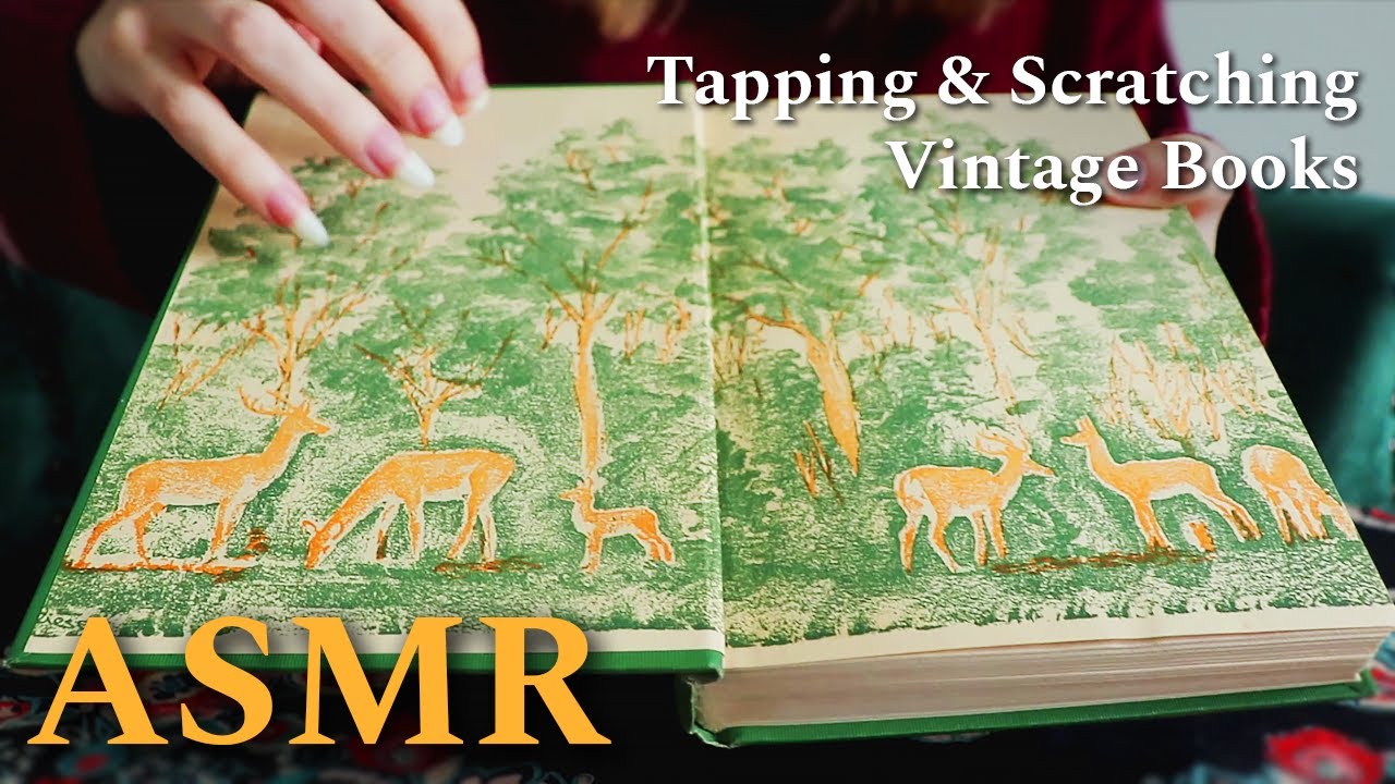 ASMR Tapping & Scratching on Vintage Books - No Talking