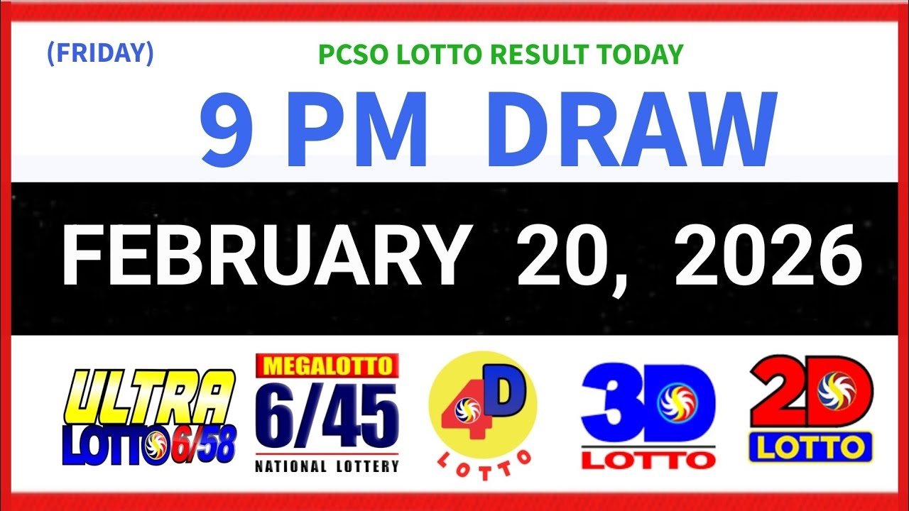 Lotto Result Today 9pm Draw February 20, 2026 PCSO