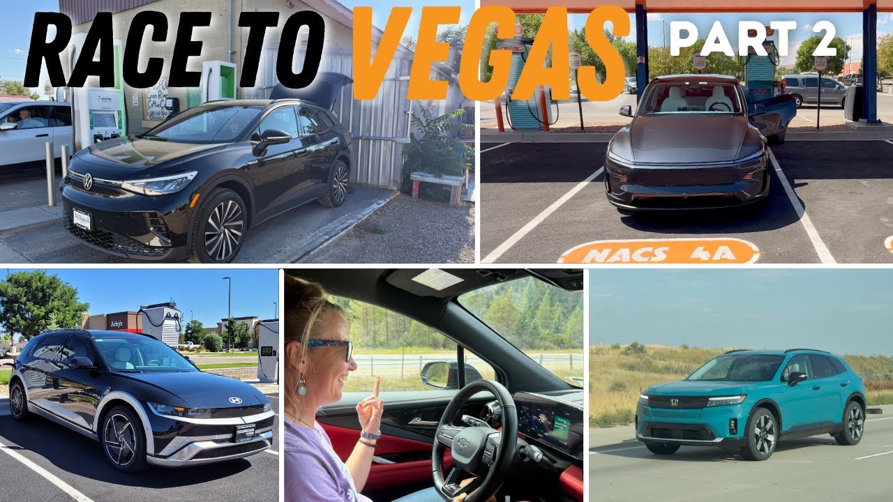 Race To The Las Vegas Finish Line! Model Y vs IONIQ 5 vs ID. 4 vs Blazer vs Prologue - Pt. 2