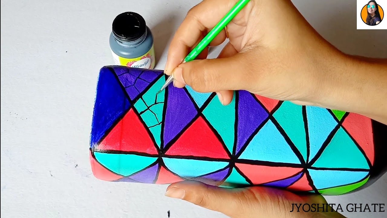 Bottle Craft| Bottle Art| How to Make Geomatric Pattern on Bottle Art| Bottle Art for Beginners|