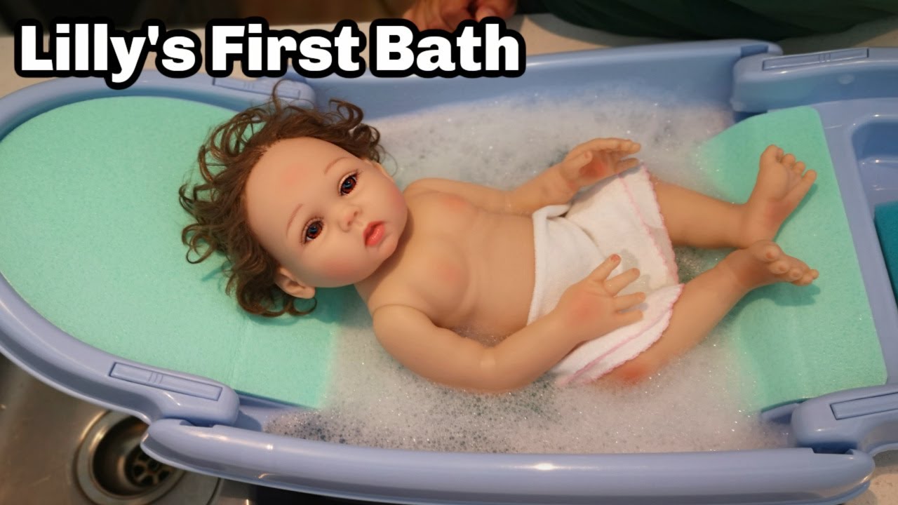 Reborn Baby Girl Having Her First Bath