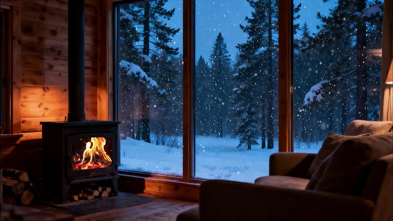 Nothing Disturbs This Cozy Winter Cabin  Fireplace Sleep Ambience