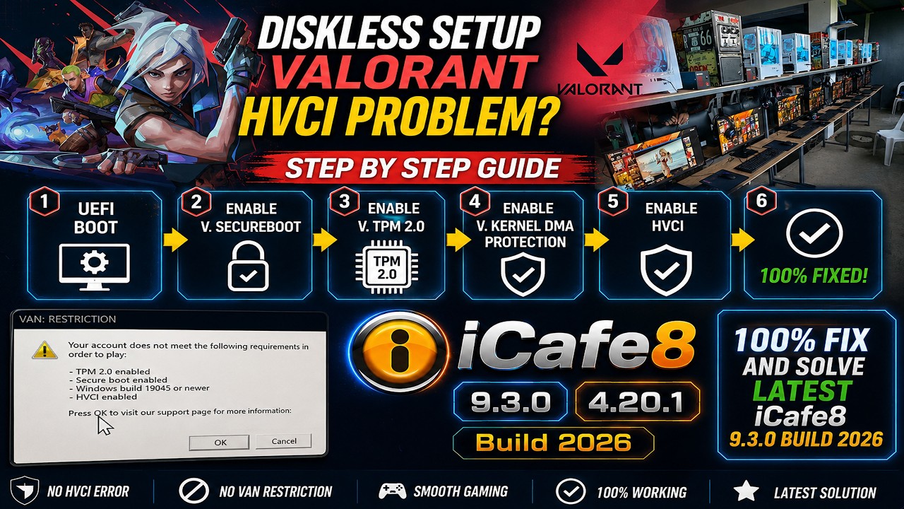iCafe8 9.3.0 Diskless VALORANT HVCI Problem? 100% Fix & Solve | Full Guide ( Tagalog )