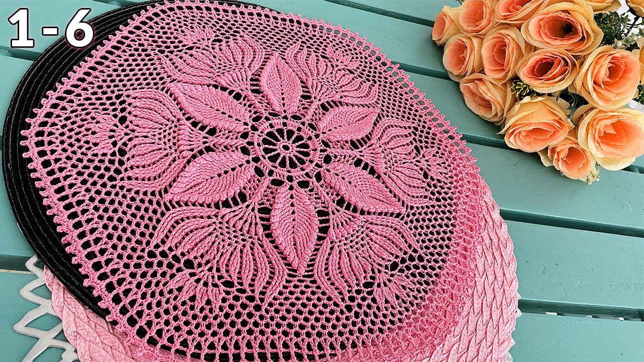 Салфетка крючком, Ханна, 1-6