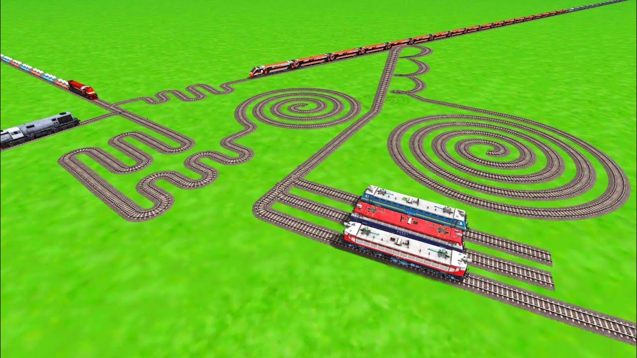 AI TRAINS RUNNING AT SPRINGS RAILROAD TRACKS BUMPY ZIG ZAG TRACKS 😱  RAILROAD RAILWORK BEANG DRIVE 