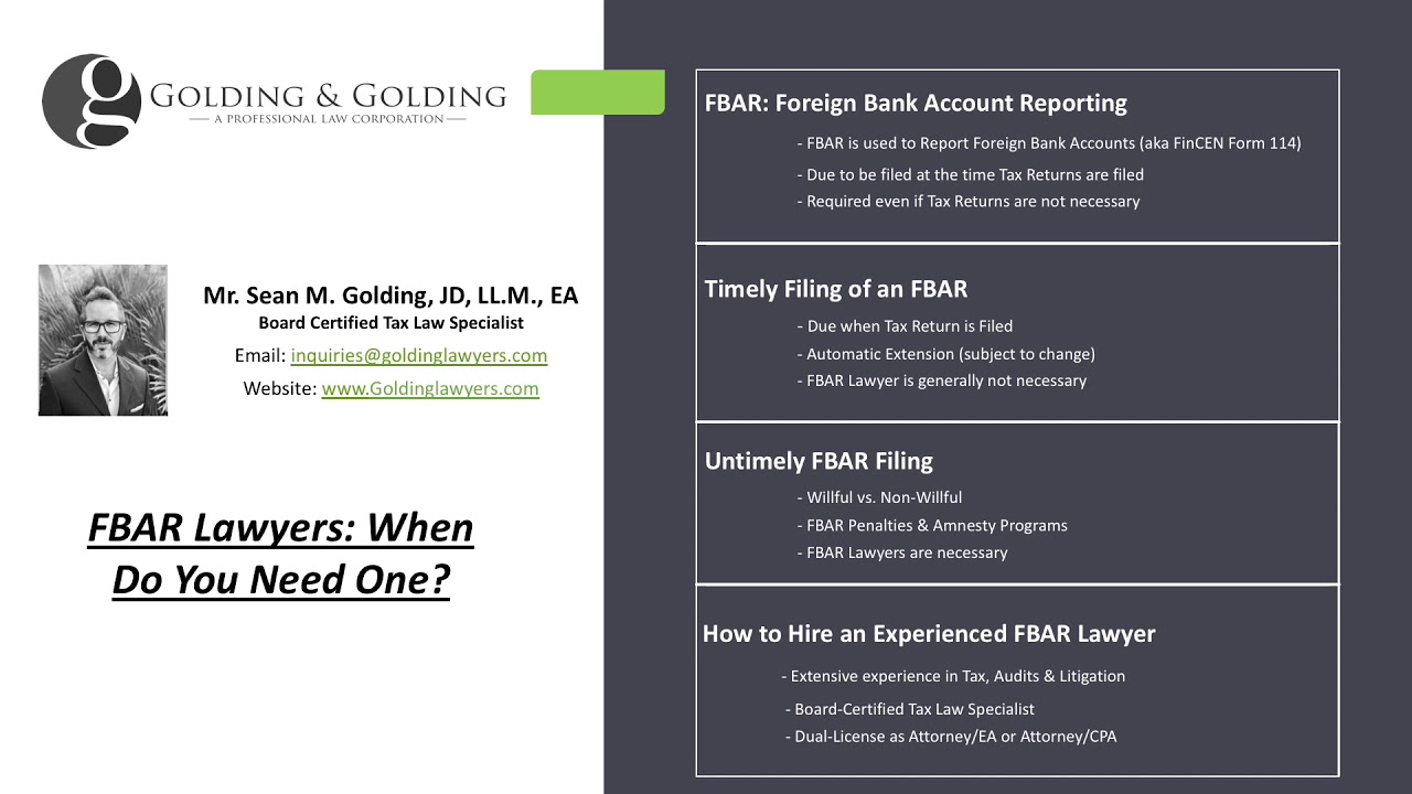 FBAR Lawyers: Safely Report Unreported Offshore & Foreign Bank Accounts & Assets: Golding & Golding
