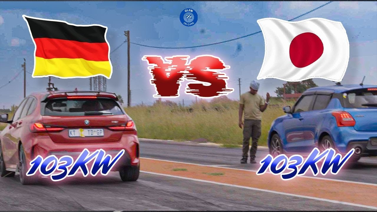 103KW Drag race: BMW F40 118i M Sport vs Suzuki Swift Sport | Germany  🇩🇪  vs Japan  🇯🇵