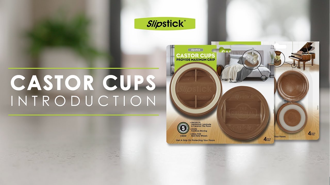 STOP FURNITURE & BEDS MOVING & SLIDING ON HARD FLOOR SURFACES: Slipstick Gripper Cups Protect Floors
