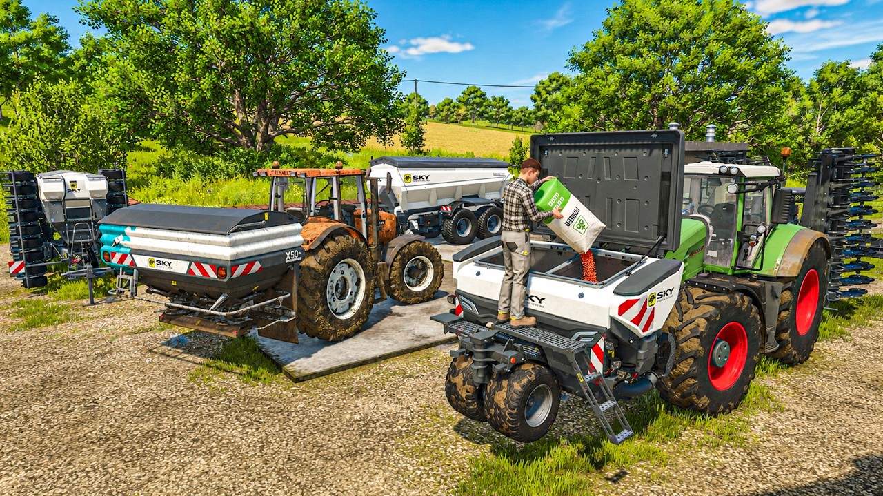 Dzień z pakietem rolniczym ALL Sky (siew, rozsiewanie, kultywacja) | Farming Simulator 25