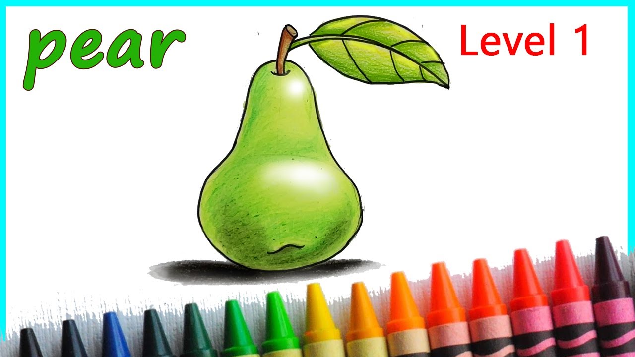 Easy way to Draw Pear Step by Step for Level 1 Students
