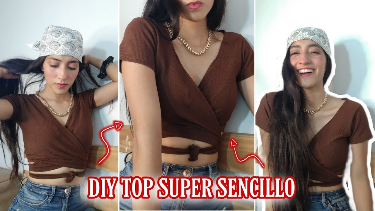 DIY- Crop top cruzado con amarre en espalda ✨ Súper bonito y fácil!!!!