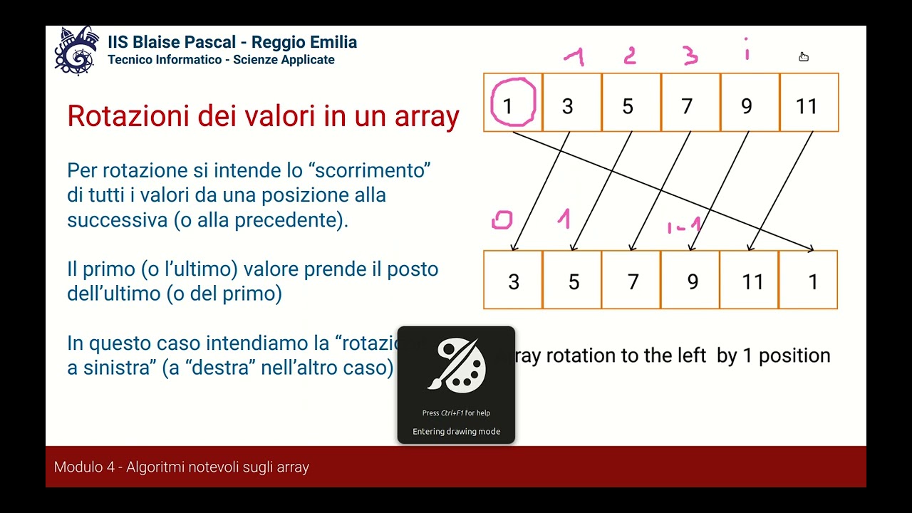 Fondamenti Programmazione 2 lezione 10 Algoritmi notevoli array parte 1 - Rotazione Dx e Sx