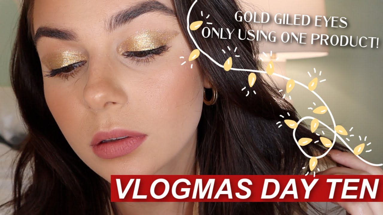 VLOGMAS: Full Glam Holiday Makeup - Giled Gold Eyes Tutorial || EJB