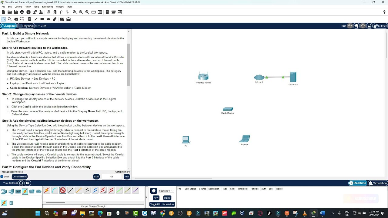 2.1.1 packet tracer create a simple network