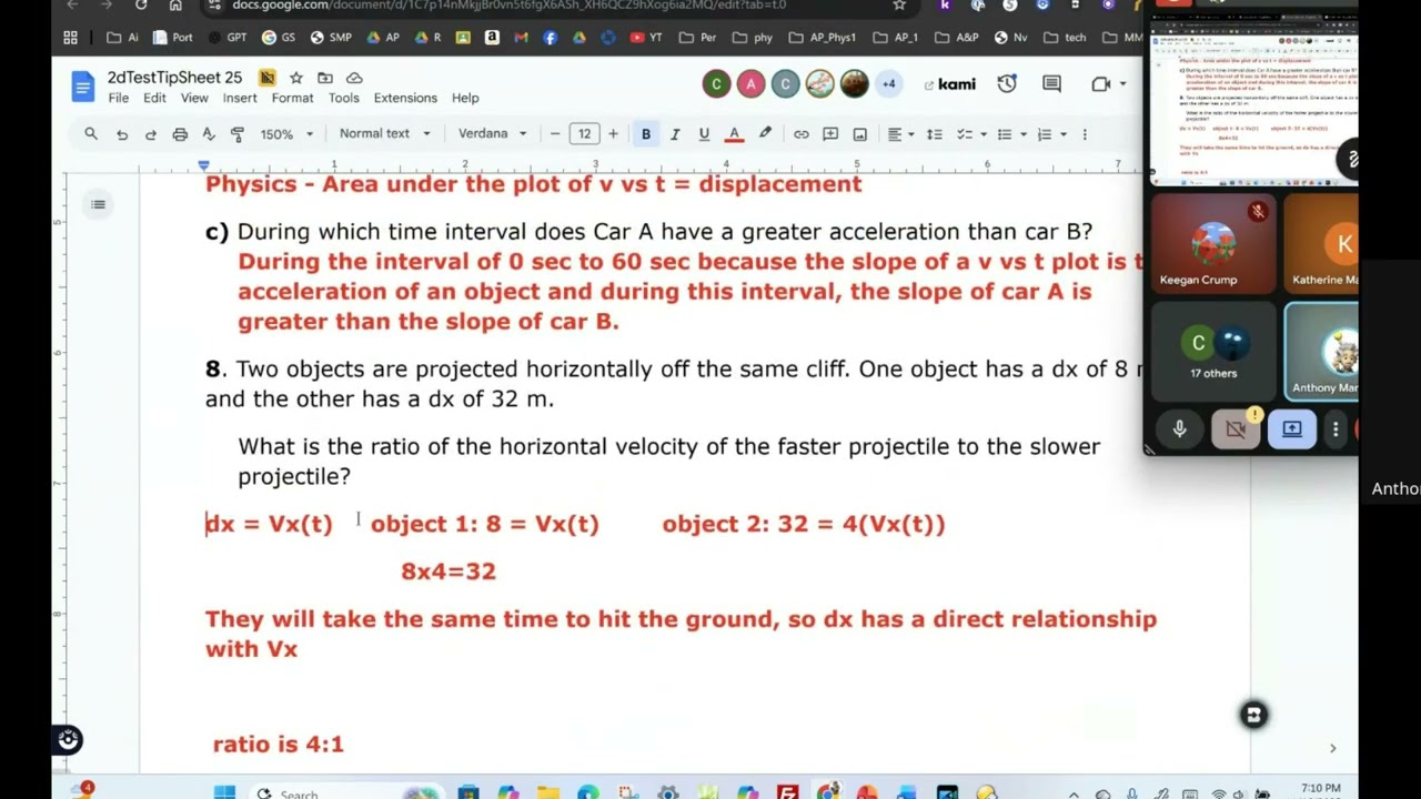 Kinematics extra Help 1125