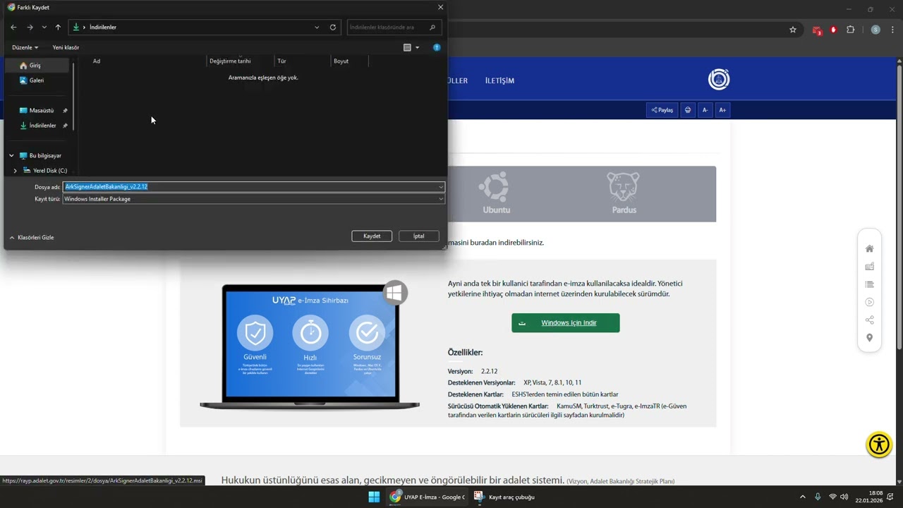 UYAP e-İmza aracının güncellenmesi