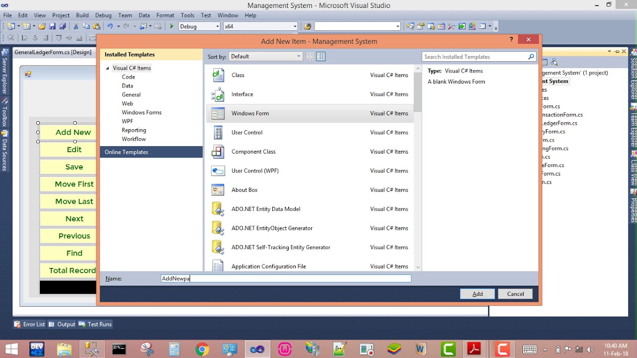Windows Forms Management System in SQL and Visual Studio