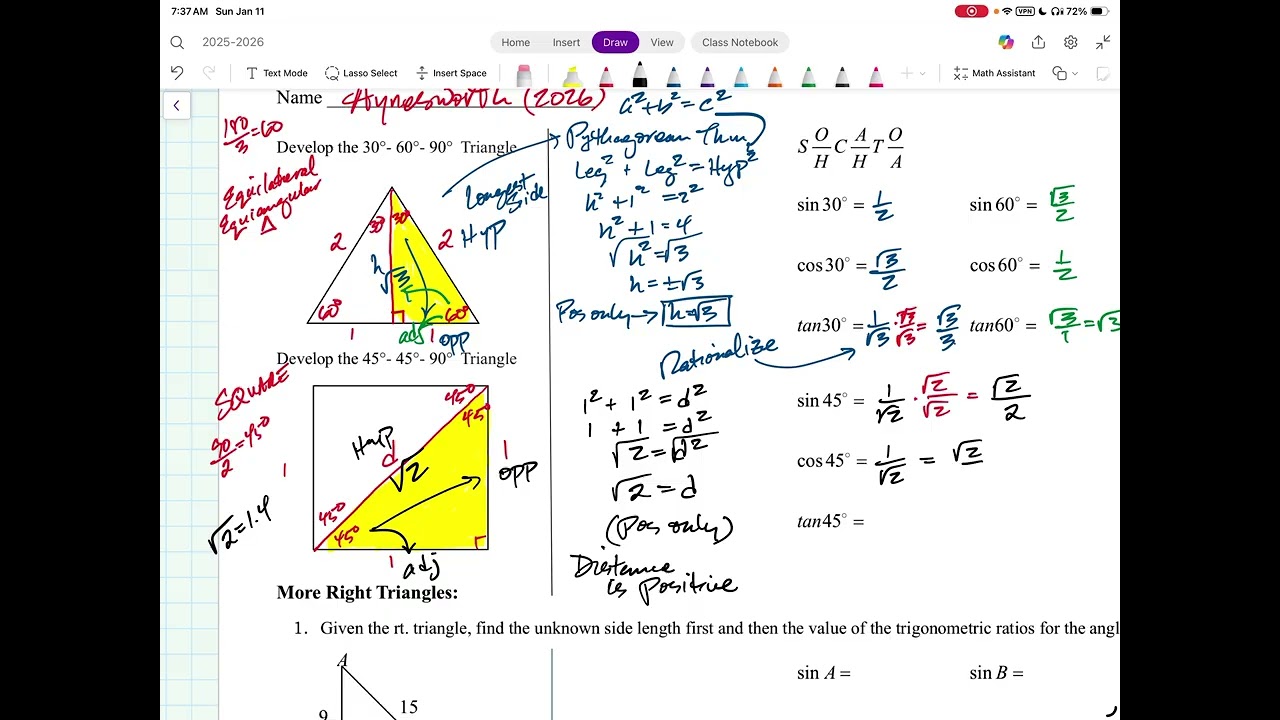 6.2. Right Triangle Trig & Special Rt Triangles