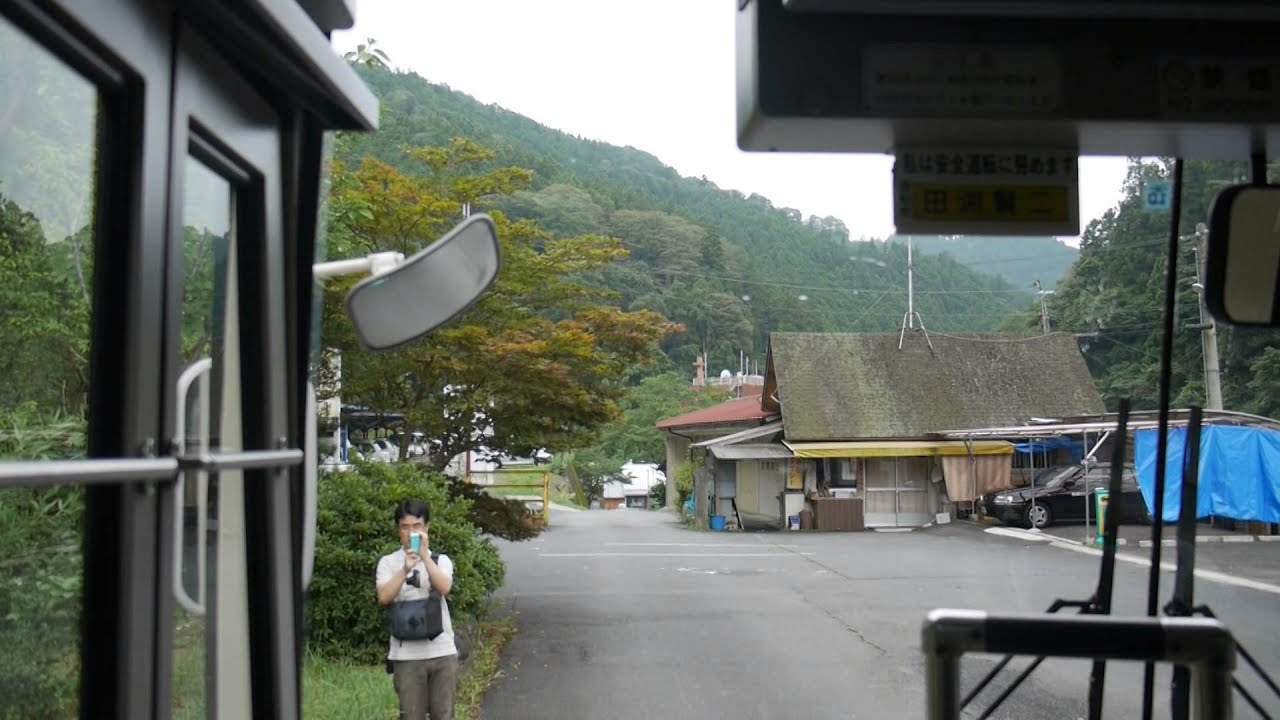 【前面展望】国鉄五新線（奈良交通バス専用道）往復＆発着＆観光など