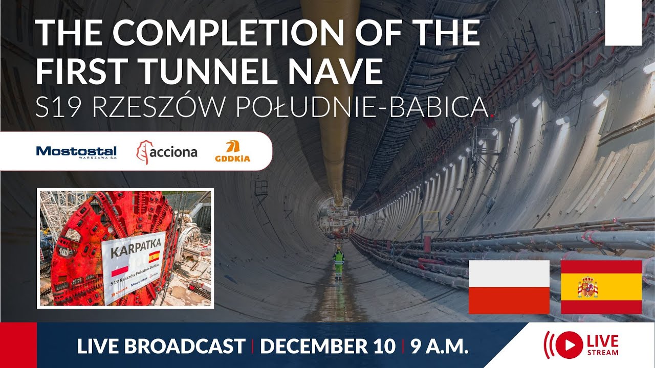 Completion of tunnelling of the first tube of the S19 Rzeszów Południe–Babica tunnel–live broadcast