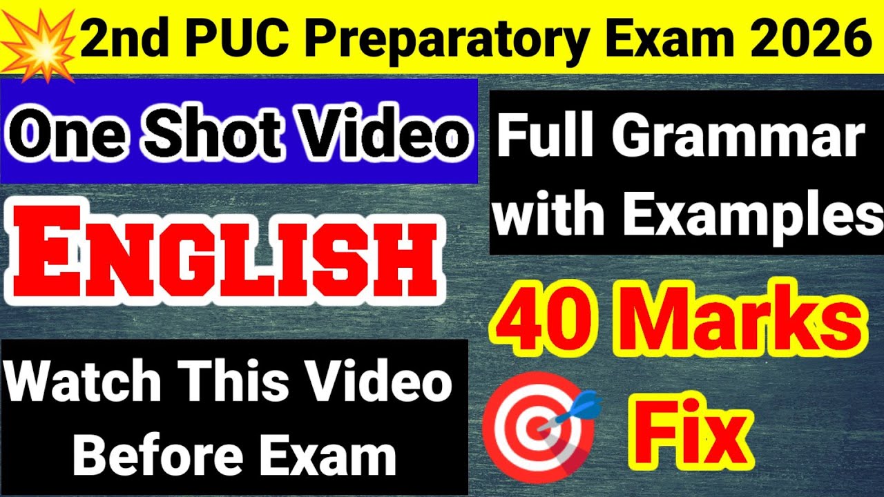 2nd puc English Grammar Questions with Examples For Preparatory Exam 2026 Annual Exam kseab