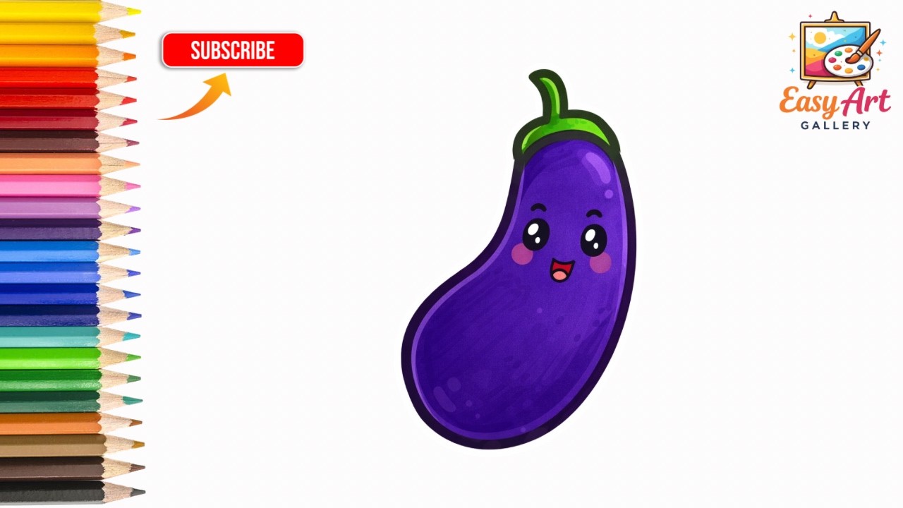 How To Draw Brinjal Vegetable Step By Step | Easy Drawing For Kids