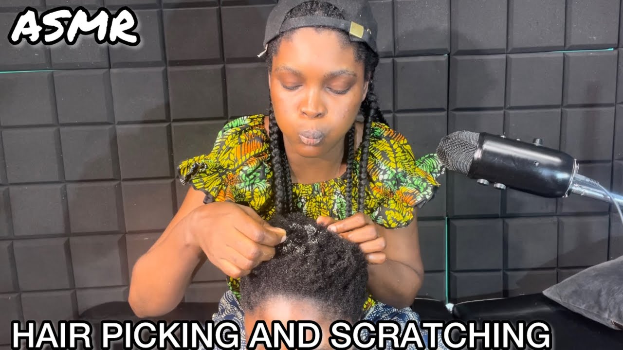 ASMR | Hair picking,scratching and blowing with tingly mouth sounds for relaxation and good sleep 