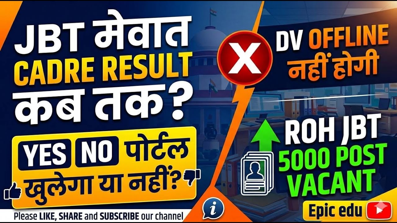 ​JBT Mewat Cadre Result, JBT Mewat Cadre Result Kab Aayega, Haryana JBT Result Update, YES NO Portal