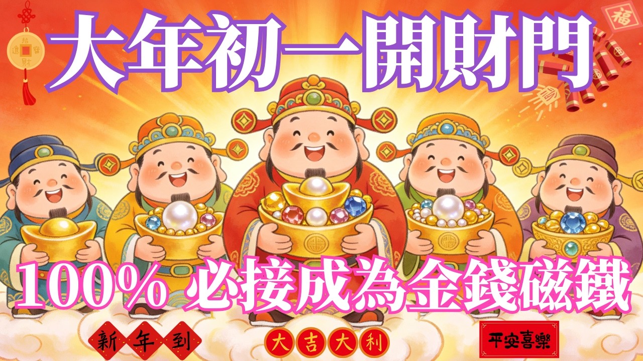 💰大年初一開財門⚠️100%靈驗吸金能量降臨新年第一聽💰全年財運定調｜成為金錢磁鐵｜財富自動靠近｜吸引力法則能量音樂，聽完立刻改變你的財運