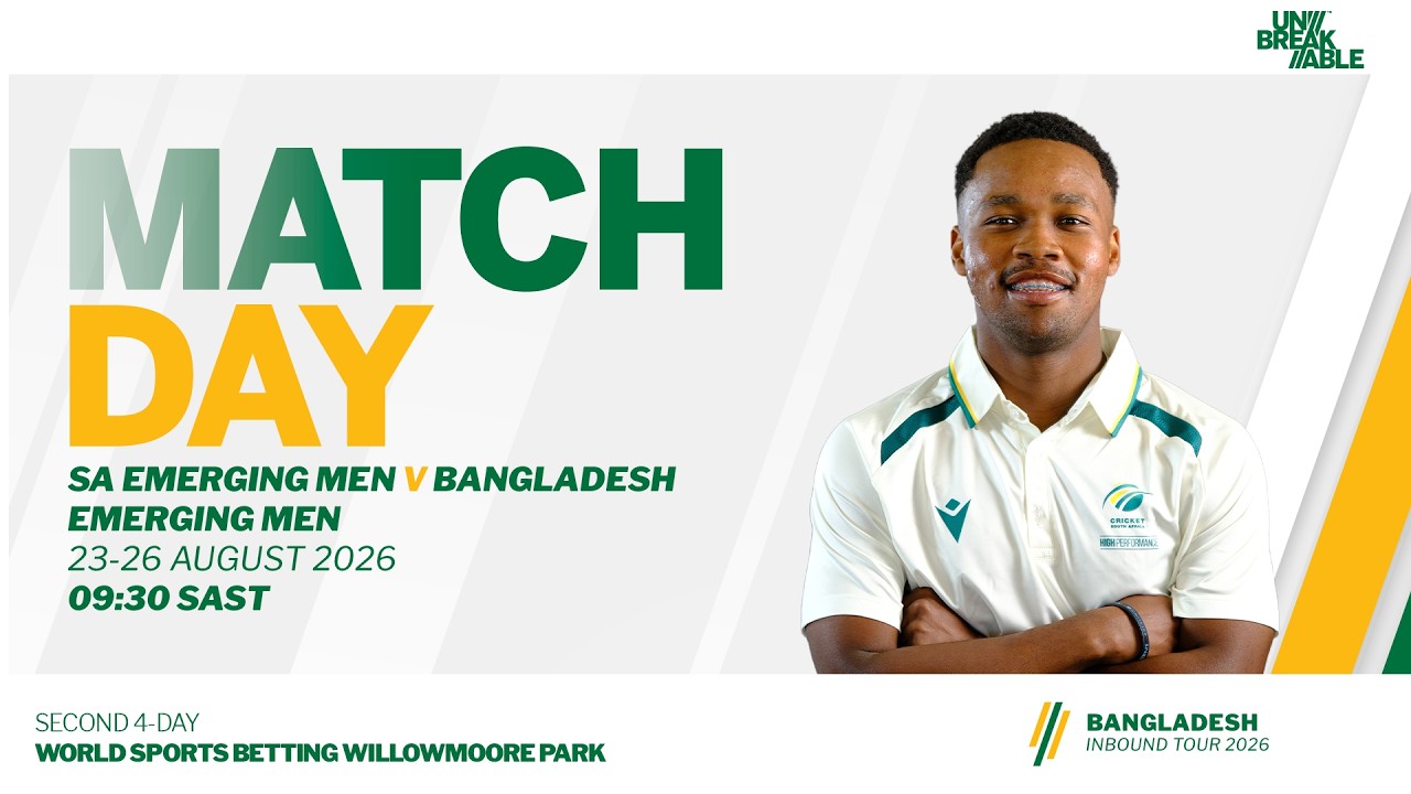 SA Men Emerging vs Bangladesh Men Emerging - 4 Day Match - Day 4 Live from WSB Willowmoore Park