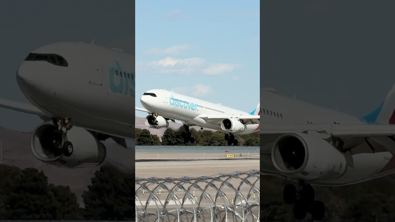 *WINDY* Discover Airlines Airbus A330-300 arrives at Las Vegas (LAS) | D-AIKH | #planespotting #KLAS