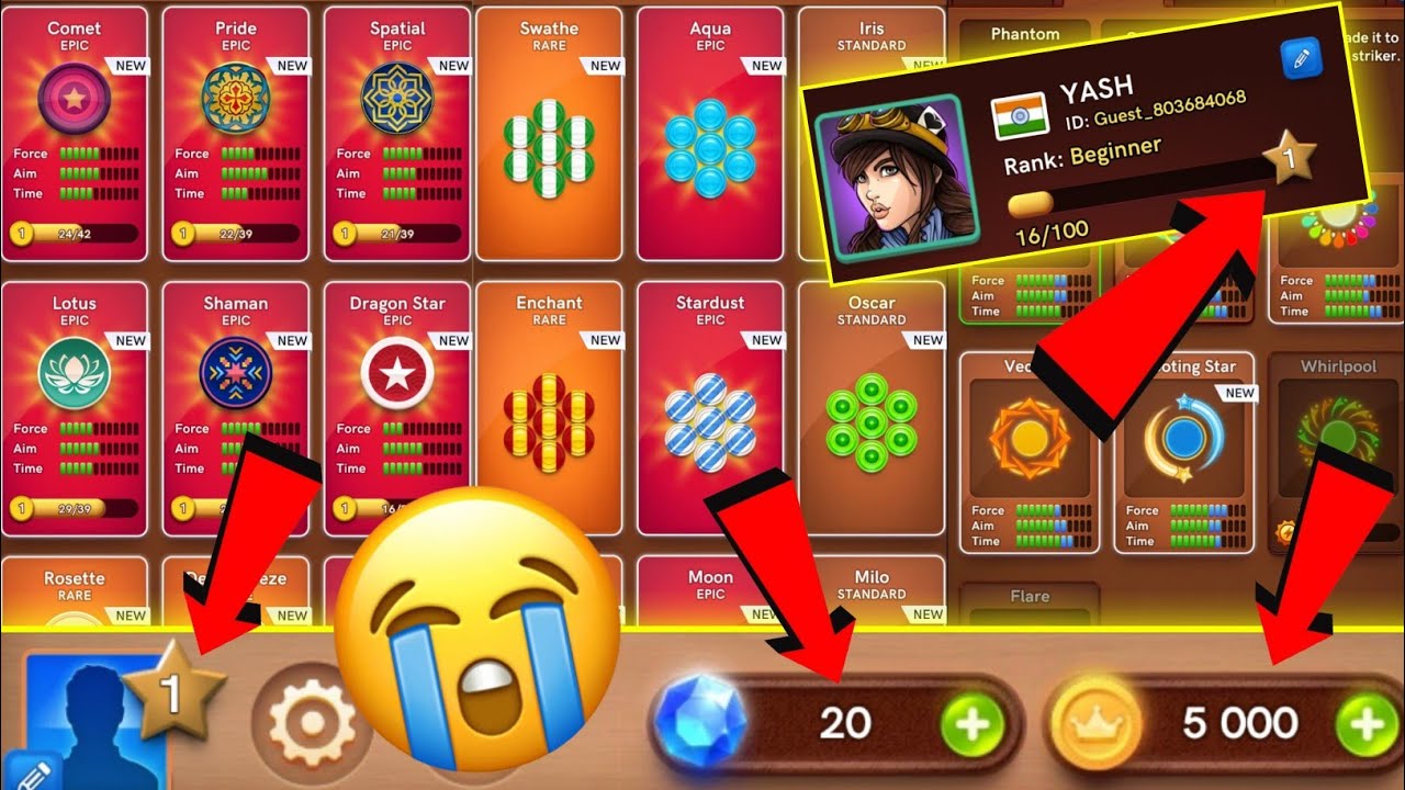 🔥 1 Level New Guest I'd 🤯 Carrom Pool New id Gaming Yash 🔥 Carrom Pool New Guest id 🔥🤩