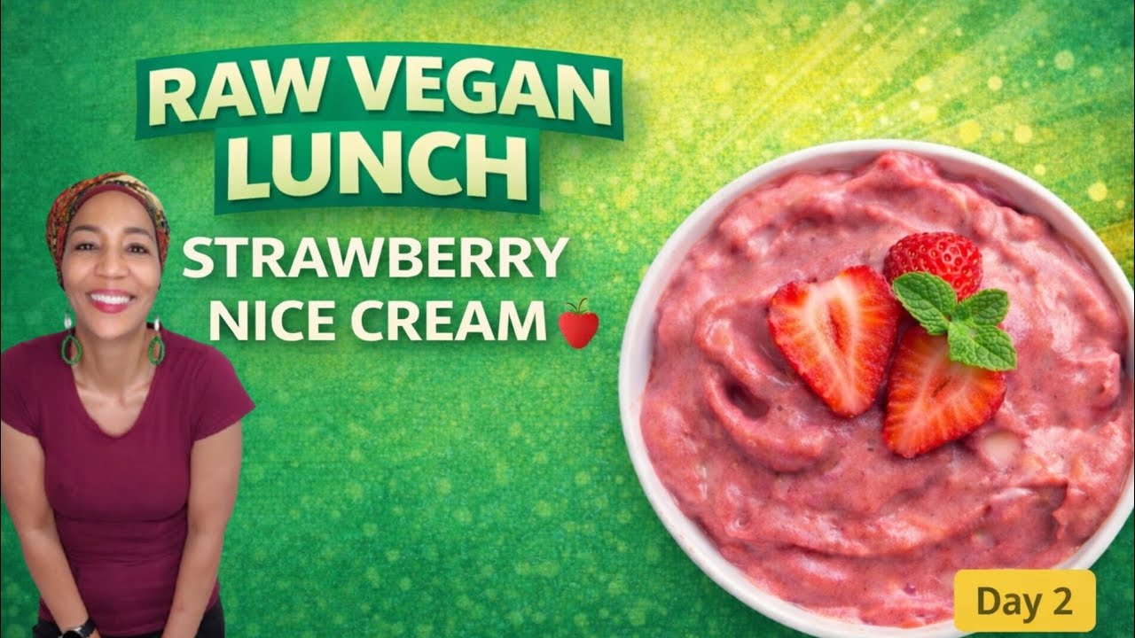 What’s in My Raw Vegan Lunch Bowl? + Strawberry Nice Cream 🍓 Nicole's 21 Soft 