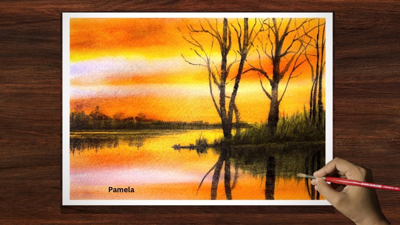 Soft Watercolor Sunset Reflections | Peaceful Painting
