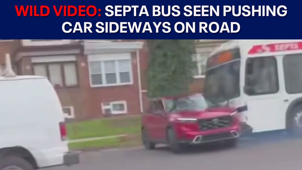 Wild video shows SEPTA bus push car in Philly