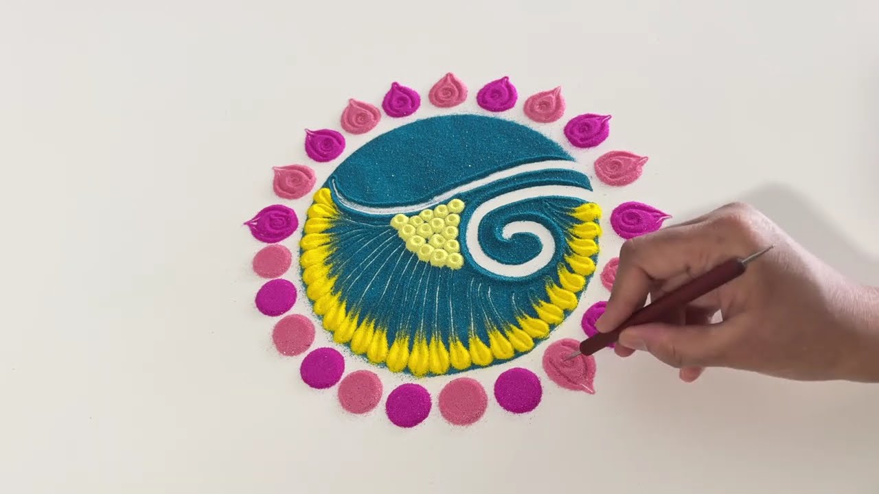 Simple Rangoli Design #rangoli #video #creative #art #colors #festival 