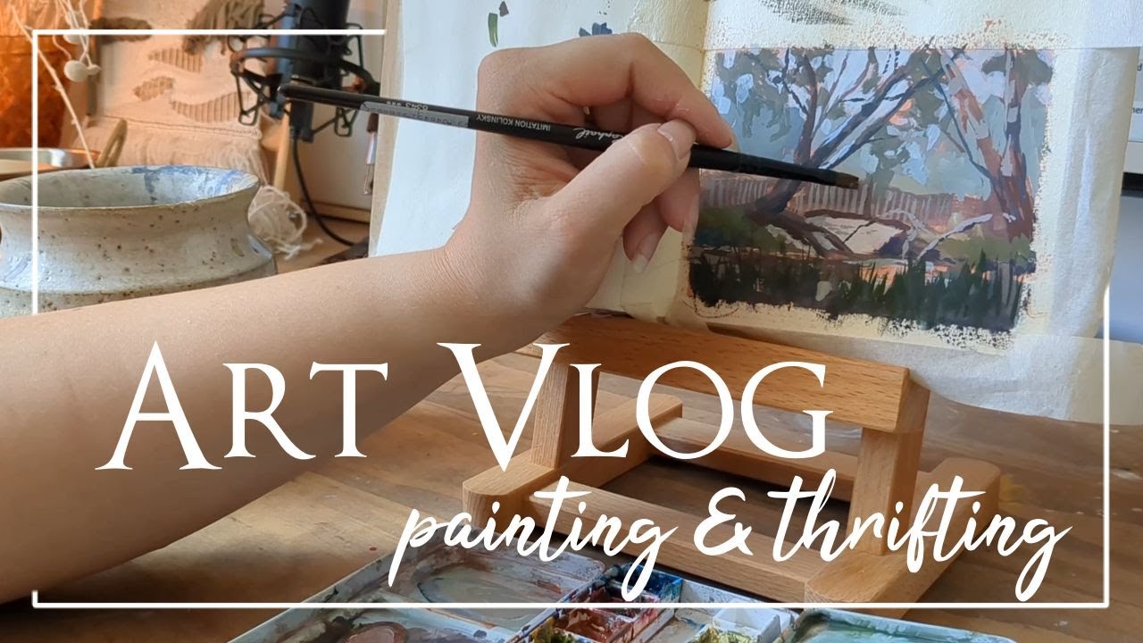 ✨Relaxing Art Vlog✨ painting landscapes in gouache, tidying my studio and thrift shopping