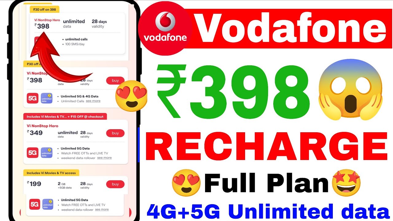 Vi ₹398 New plan|Vi unlimited 4G+5G Data plan | Vi unlimited plan|Vi ₹398 Recharge plan full details