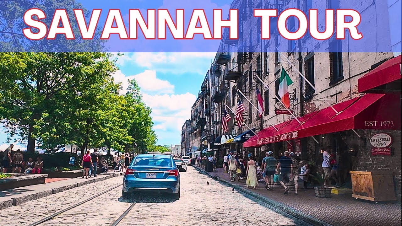 Savannah Georgia Drive Tour 4K.  Check the incredible River Street.