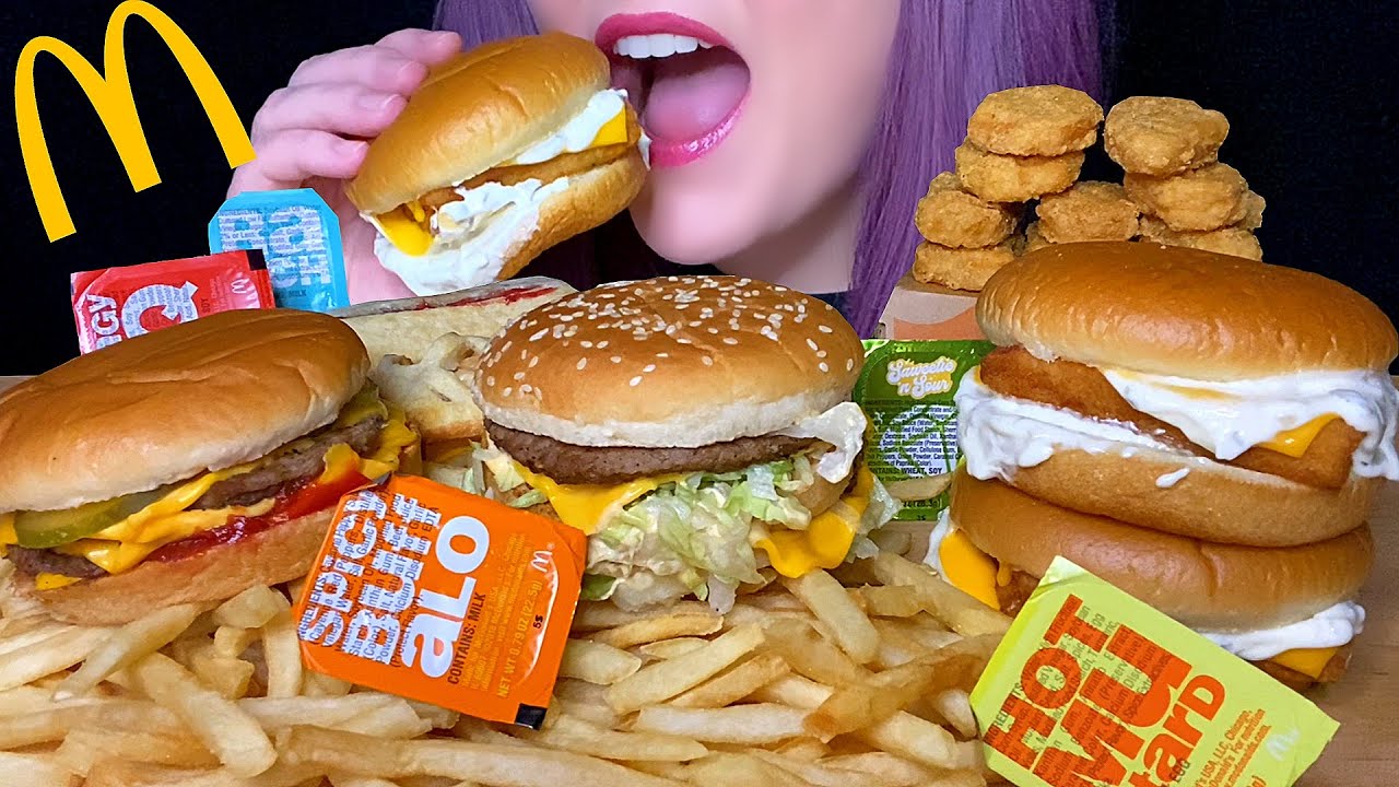 ASMR MCDONALD’S MUKBANG (NO TALKING) BIG MAC + FILET-O-FISH + DOUBLE CHEESEBURGER