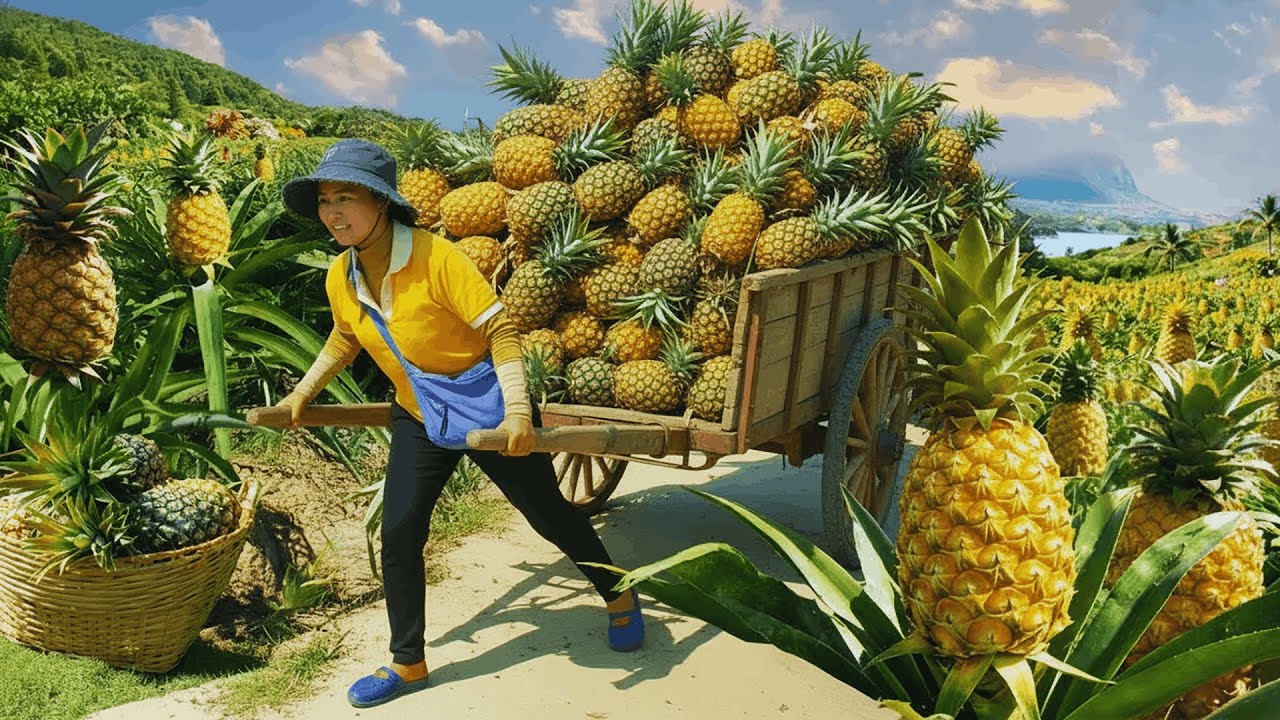 Harvesting Giant Honey Pineapples for Market | Cooking Tuna Noodle Soup on the Farm