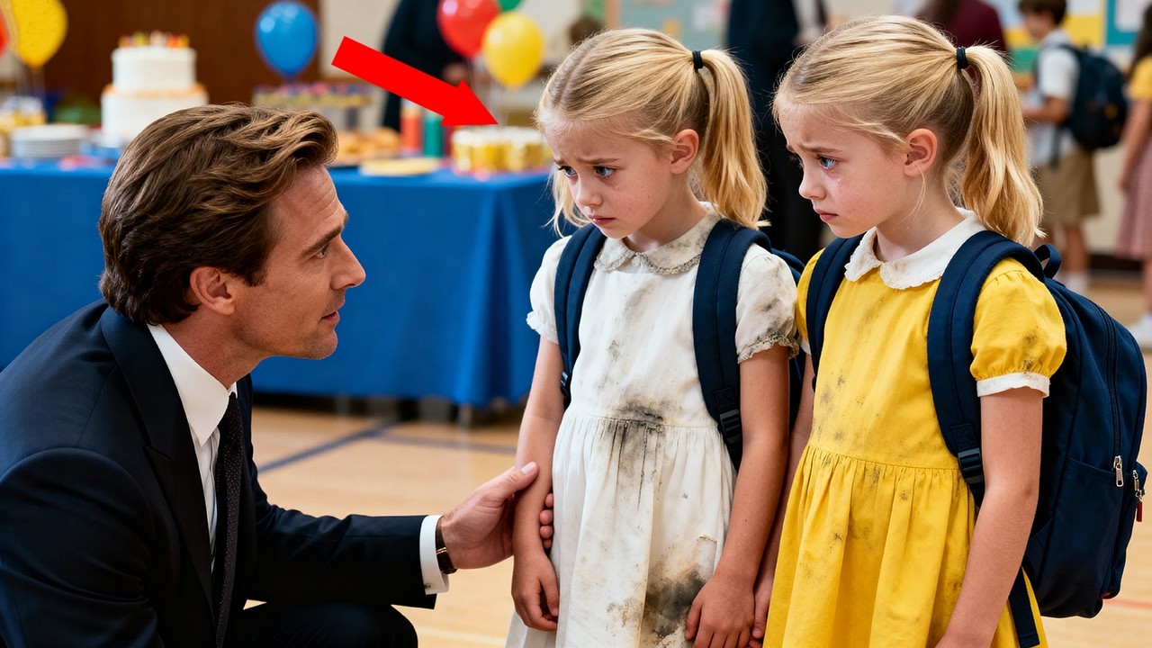 Poor Twin Girls Hold a Billionaire’s Hand Before a Party—Their Plea Stuns Him...