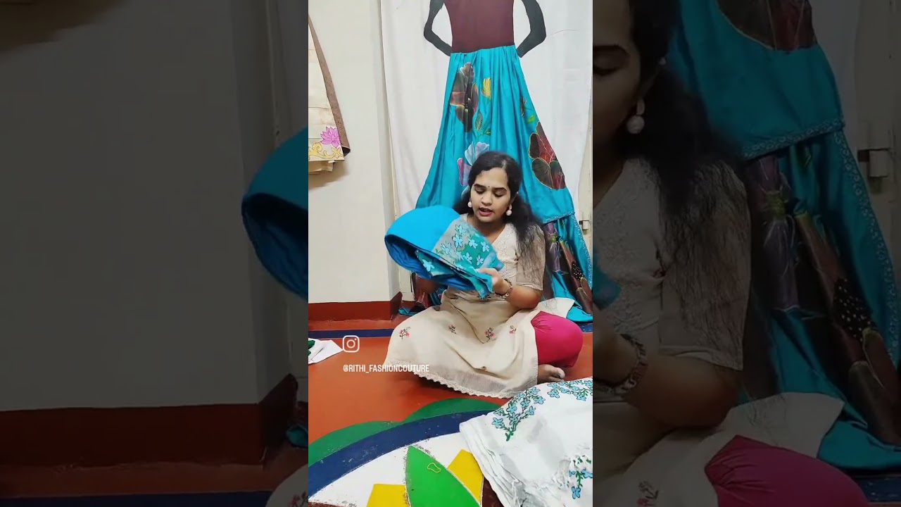 hand painted Kurti & shawl - 7448815588 