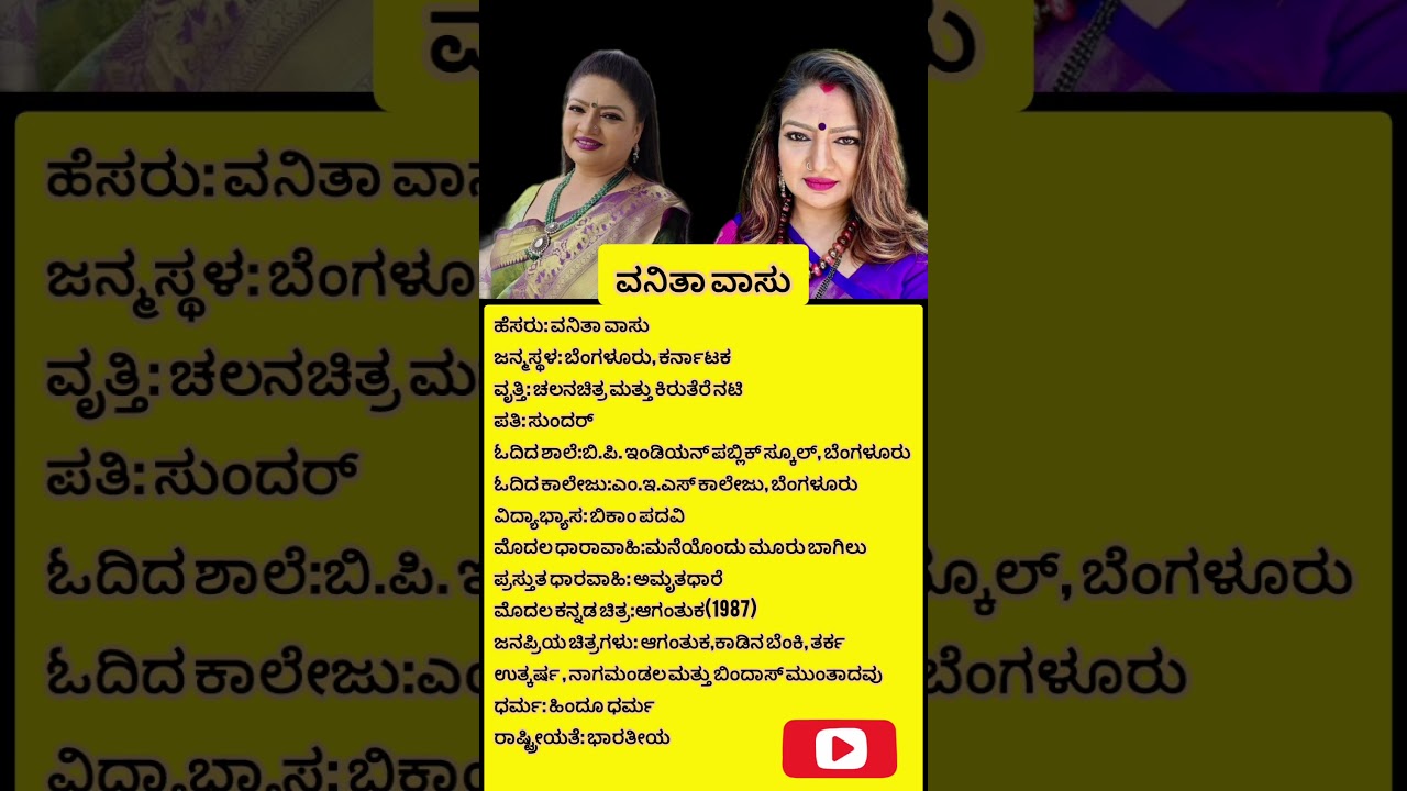 #kannada #actress #vanithavasu#biography