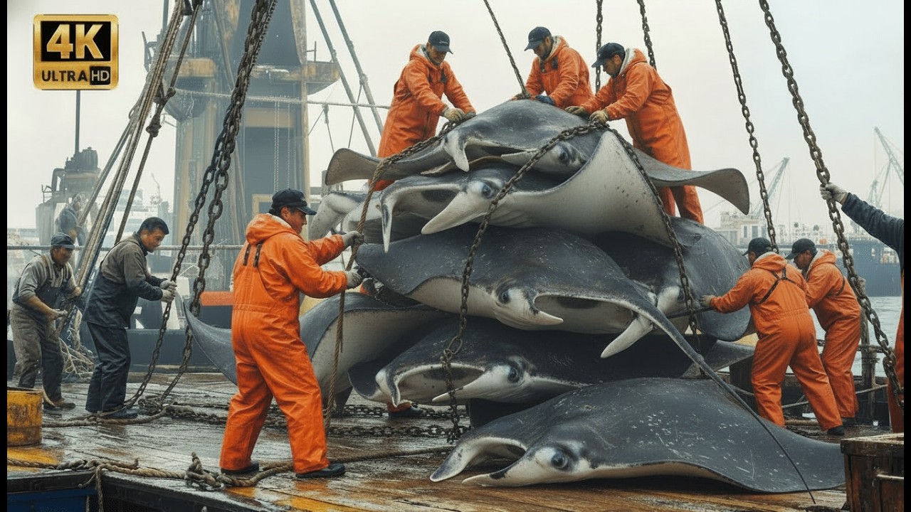 How Fishermen Catch Giant Stingrays Worth $150,000 in 4 Days? | Deep Sea Fishing Documentary