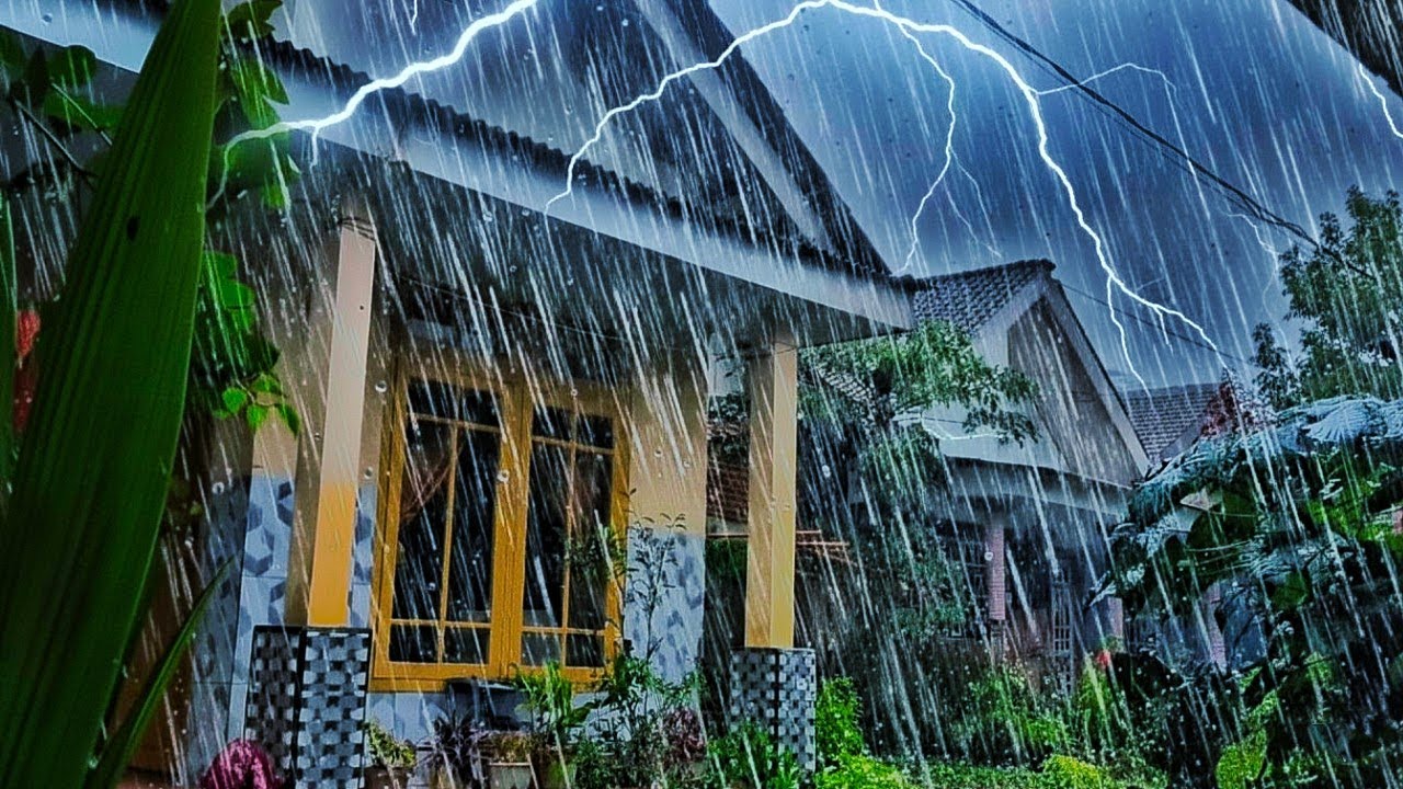 😴 Fall Asleep Instantly with Heavy Rain & Thunder | Soothing Sleep Ambience for Stress Relief