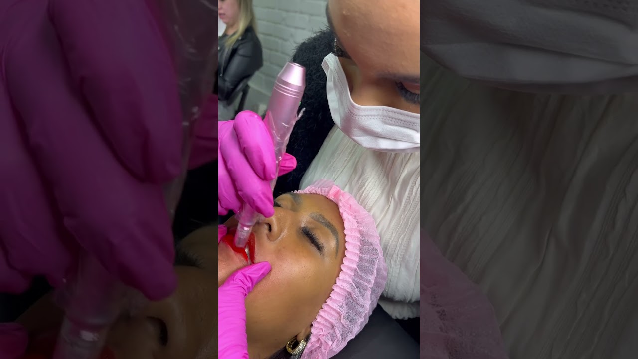 Curso de Hidra Gloss/hidra Lips com cor #shortvideo #designerdesobrancelhasprofissional #glossylips