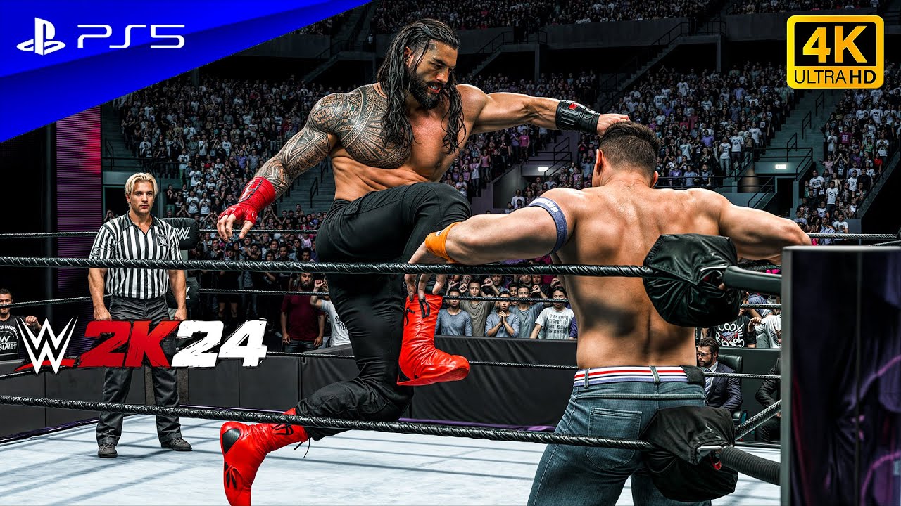 WWE 2K24 — Джон Сина против Романа Рейнса | Матч за титул чемпиона Вселенной на SummerSlam | PS5™...