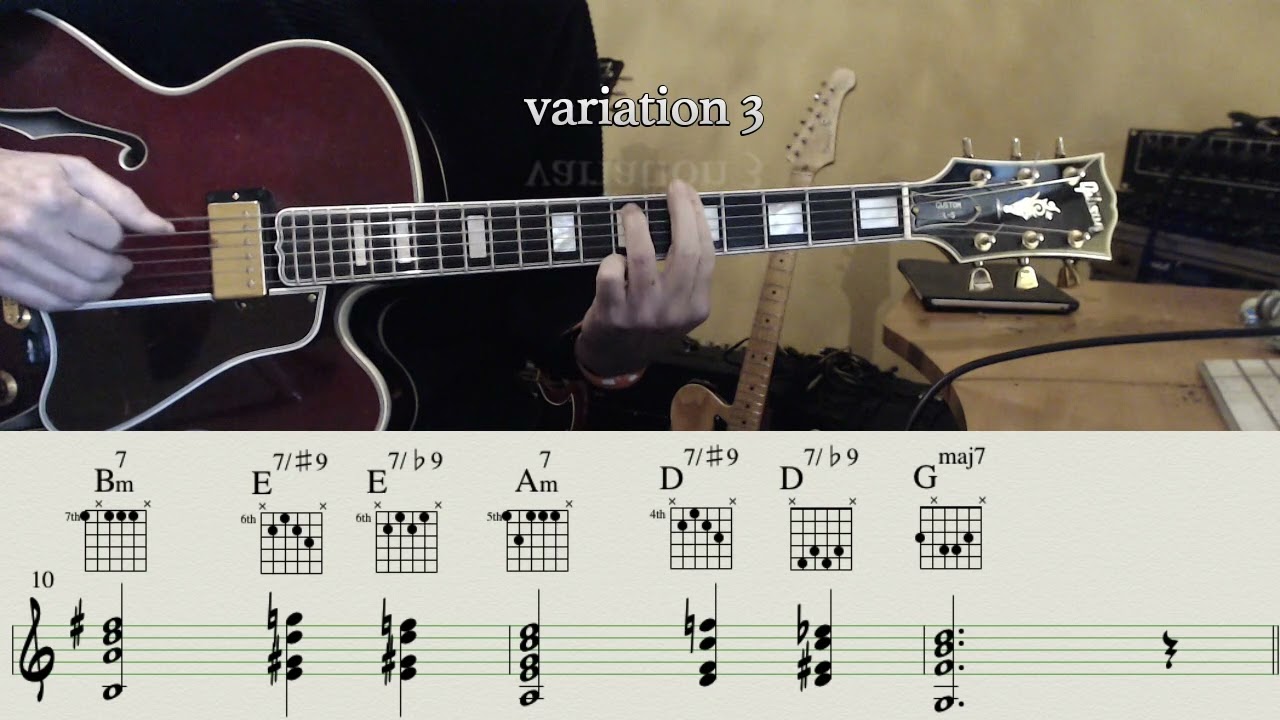 Jazz Guitar - variations on IIIm7 (Imaj7) VI7 IIm7 V7 chords