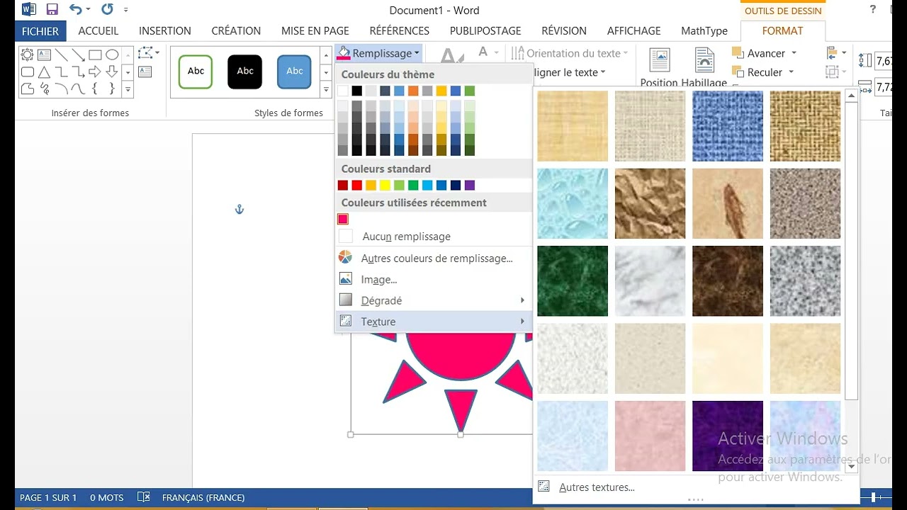 ادراج شكل في معالج النصوص